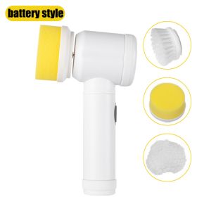 Electric Cleaning Brush Rechargeable Cleaner Handheld Bathtub 3 Brush Head Toilet Wash Brush Kitchen Bathroom Sink Cleaner Tool (Color: Set A)